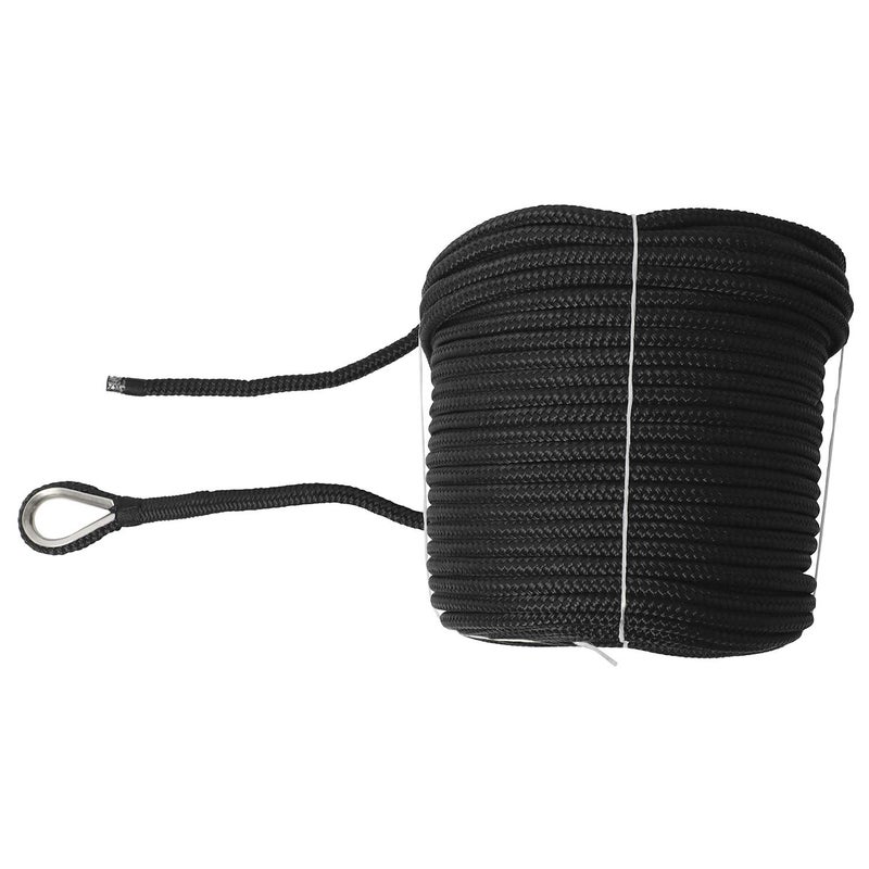 NovelBee 3/8" x 200' Double Braid Nylon Anchor Line with Stainless Steel Thimble (Black) - Image 4